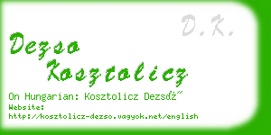 dezso kosztolicz business card